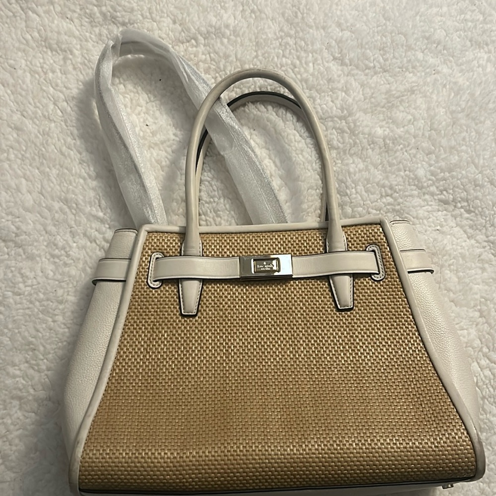 Kate spade beige white straw bag